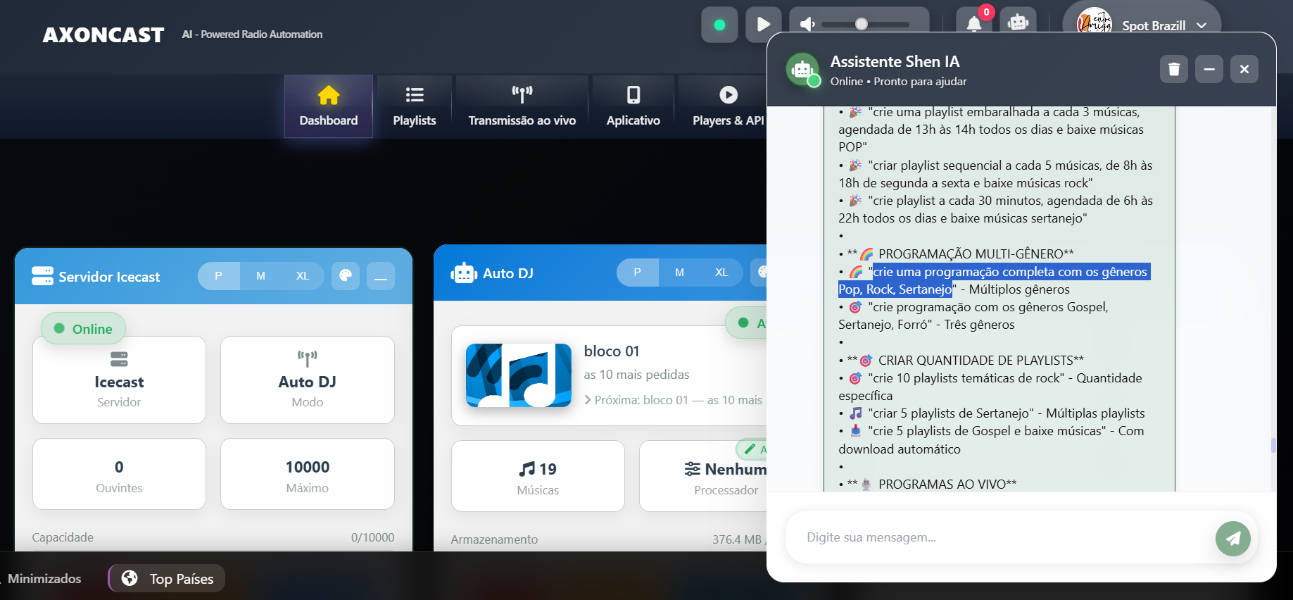 Criador de Programação Completa